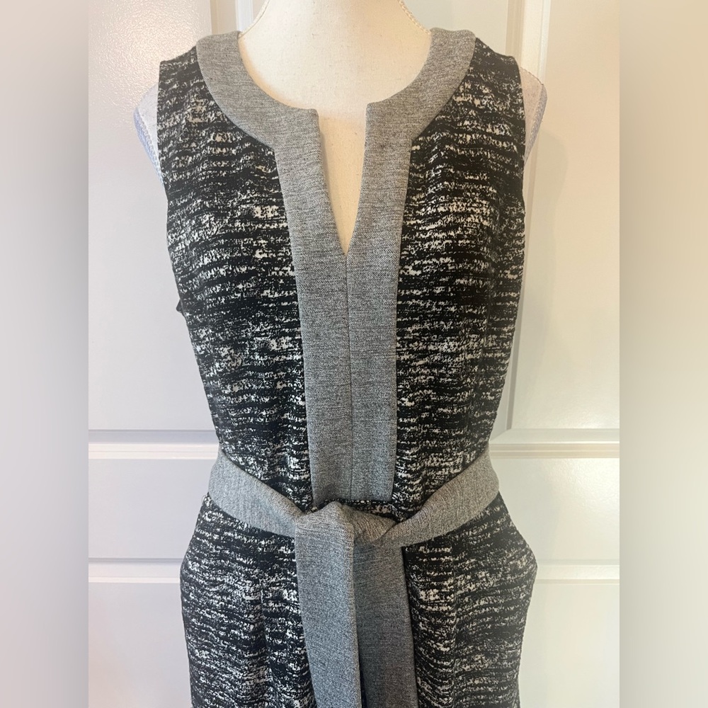 ANTHROPOLOGIE TABITHA WOMENS MARLES WHITE AND BLACK  KNIT DRESS SIZE 10 - Picture 4 of 7